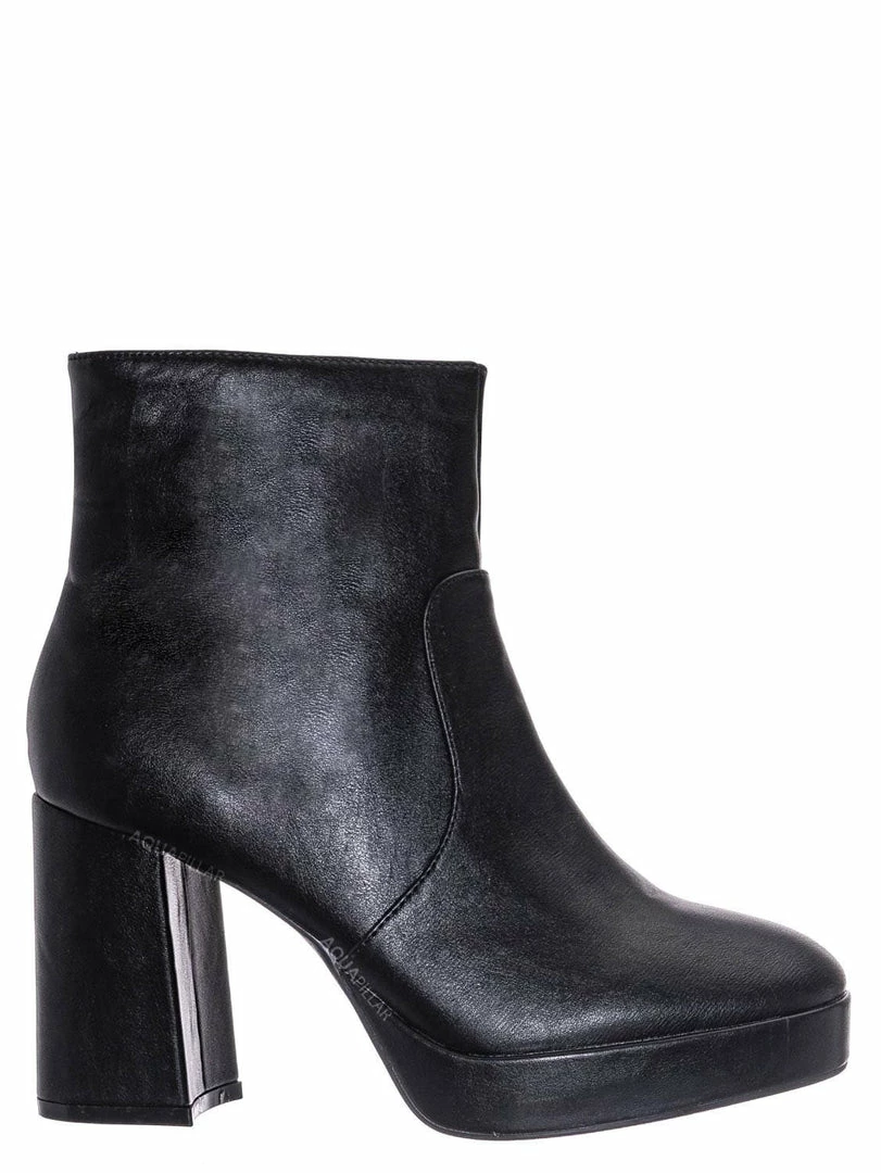 Bamboo Underlined01 Platform Block Heel Bootie - Women Croc & Suede Ankle Pump Boot New