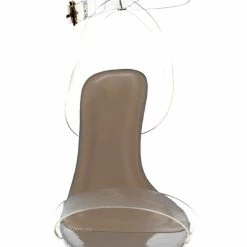 Top Moda Selma36 Clear Perspex Block Heel Sandal, Women's Vinyl Shoes New