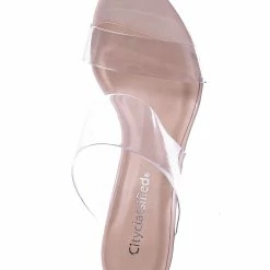 CityClassified Lisa Clear Lucite Glass High Heel Slipper - Women Vinyl Slip On Mule Sandal New