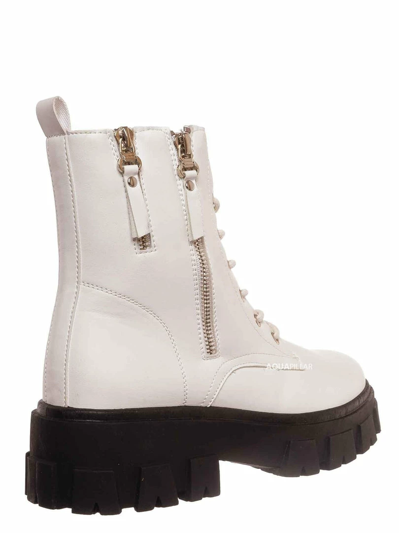 Forever Link Atlantic06 Double Zipper Lace Up Combat Bootie New