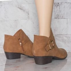 Aquapillar Gary10 Low Block Heel Ankle Bootie, Women Country Dress Boots New