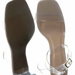 Top Moda Selma36 Clear Perspex Block Heel Sandal, Women's Vinyl Shoes New