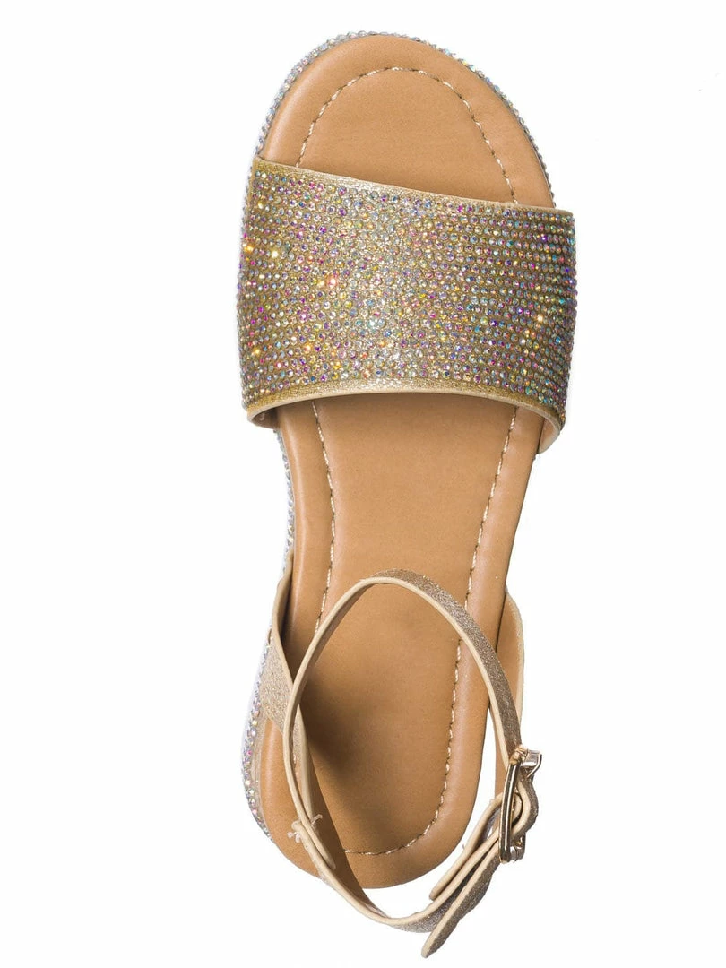 Forever Link New Luxury96K Kids Rhinestone Glitter Flatform Sandal - Little Girl Crystal Platform