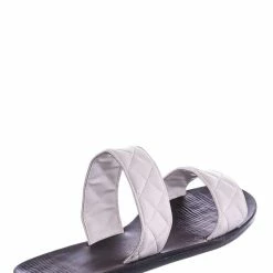 Bamboo Moonbeam65 Quilted Double Strap Slides - Summer Slip On Flat Slipper Sandal