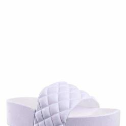 Forever Link Donut19 Molded Footbed Quilted Flatform - Women Platform Flat Slide In Slipper New