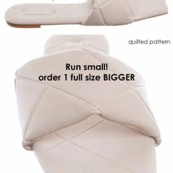 Bamboo New Block22 Quilted Flat Slipper Sandal - Womens Open Square Toe Slides