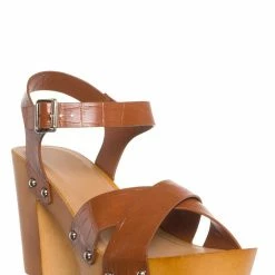 Wild Diva Kyrie31 Lightweight Wooden Clog Sandal, Women Sculpted Shoes New