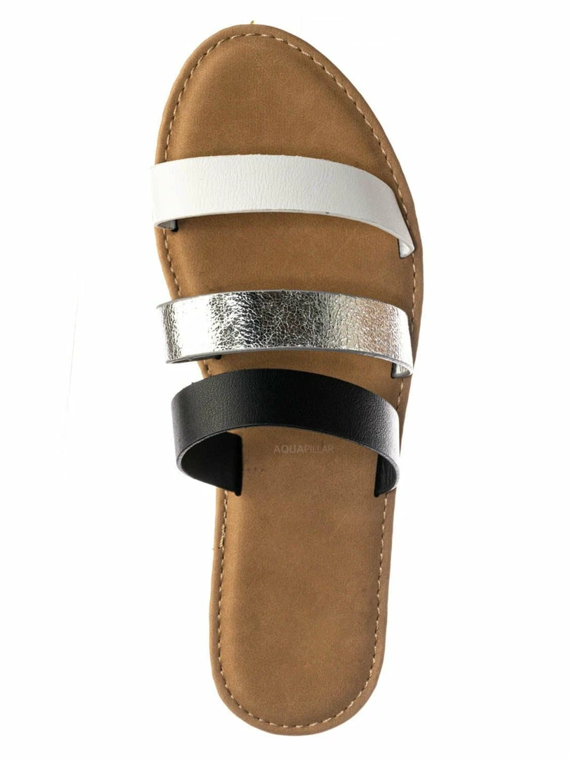 Sunny Feet Waterfront70 3 Strap Open Toe Slide In Sandal - Women Color Block Slippers