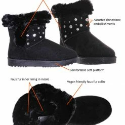 Forever Link Annie12 Snow Boots W Fur & Rhinestones