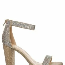 Delicious New Union Rhinestone Block Heel Sandal - Women's Shimmering Dress Shoes