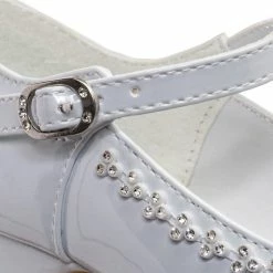 Little Angel Daisy016E Girls Mary Jane Pump - Kids Block Heel Rhinestone Wedding Dress Shoes New