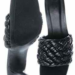 Bamboo Zeal08 High Heel Puffy Woven Mule - Women Stiletto Pillow Weave Sandal