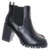 Top Moda Michi72 Block Heel Chelsea Bootie - Threaded Lug Sole Ankle Dress Boots