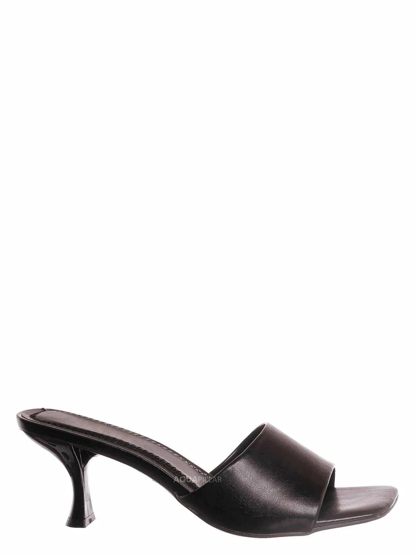 Anne Michelle Align03 Square Toe Slide In Mule - Women High Heel Slipper Cow Vinyl New