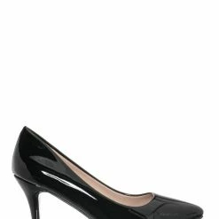 Forever Link Heels Sanzi2 Low Stiletto Heel Pumps - Slip On Dress Shoes Solid Or Animal Prints