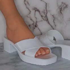 Glaze Delana3 Jelly Block Heel Clogs - Women Slip On Sandal