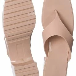 Liliana Rudy4 Jelly Slide In Clog Thong Heel Sandal, Womens PVC Slippers