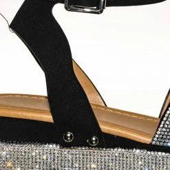 Forever Link Luxury96 Rhinestone Glitter Flatform Sandal - Women Ankle Strap Crystal Platform New