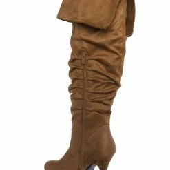 Fabulous Focus36 Knee High Foldable Wrinkle Dress Boots - Women Slouch High Heel Shoe