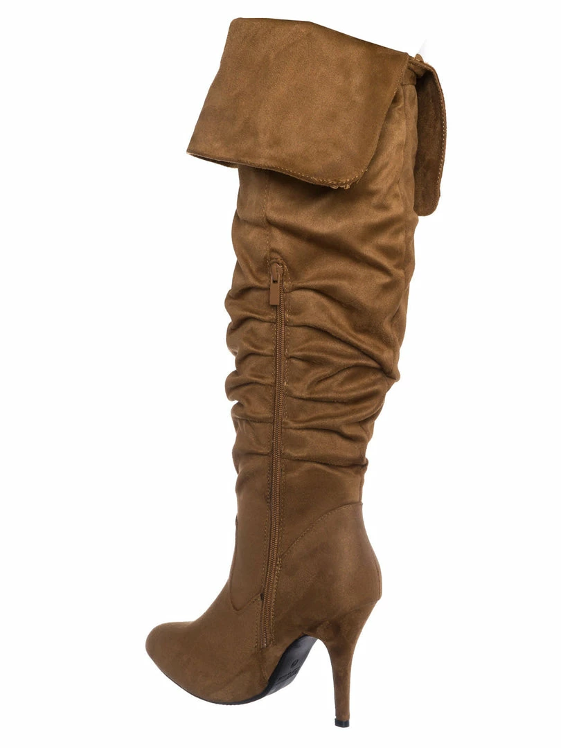 Fabulous Focus36 Knee High Foldable Wrinkle Dress Boots - Women Slouch High Heel Shoe