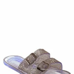 Bamboo Hobby Women's Rhinestone Jelly Lucite Flat Slipper New