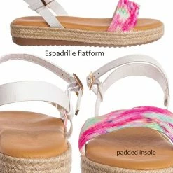 Bamboo New Superb32 Espadrille Flatform Sandal, Womens Lucite TieDye Padded Shoes