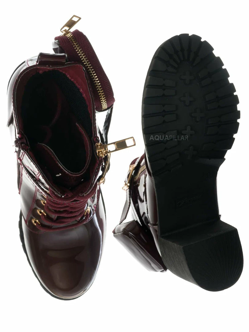 Forever Link Access39 Combat Bootie W Pouch - Women High Heel Ankle Boots New