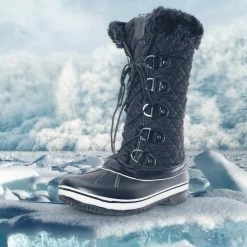 Bamboo Value18 Faux Fur Duck Tall Boots - Quilted & Tweed Snow Rain Shoe New