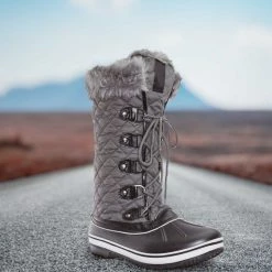 Bamboo Value18 Faux Fur Duck Tall Boots - Quilted & Tweed Snow Rain Shoe New