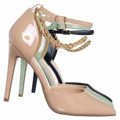 Delicious Zabel Chain Link Ankle Strap D'Orsay Pump, Women Dress Shoes New