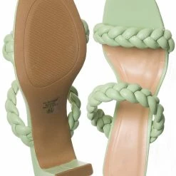 Soda Found Braided 3.5 Inch Block Heel Sandal - Women Thin Slide In Dress Mule