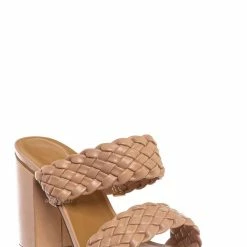 Bamboo New Milestone13 Thin Woven Block Heel Slide - Women Slipper Shoes