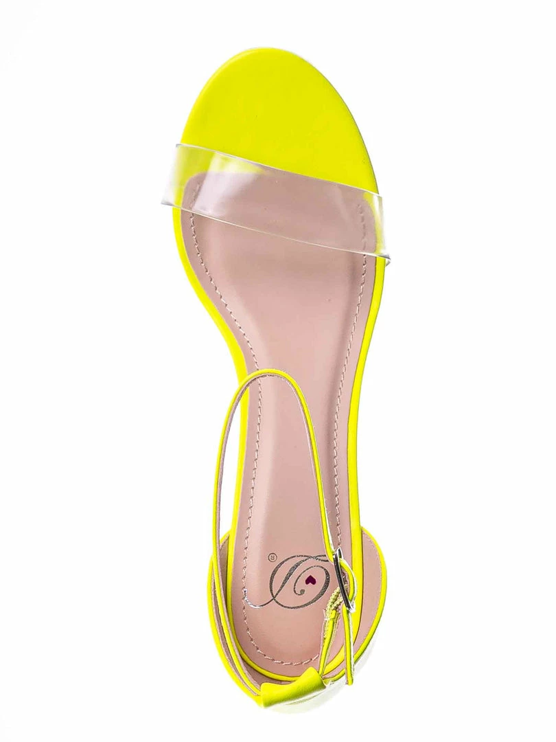 Delicious Share Block Heel Lucite Sandal - Women Chunky Open Toe W Transparent Strap