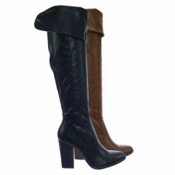 Bamboo Showcase01 Faux Fur Lined Over Knee OTK Thgih High Foldable Block Heel Boot New
