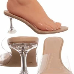Bamboo New Water04 Clear High Heel Slip-On Mule, Womens Lucite Sandal
