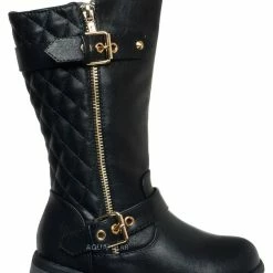 Forever Link Mango21K Childrens Knee High Quilted Riding Boot - Kids Equestrian Shoe