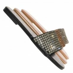 Top Moda Mesa27 Rhinestone Crystal Wide Vamp Slide, Women Summer Slipper