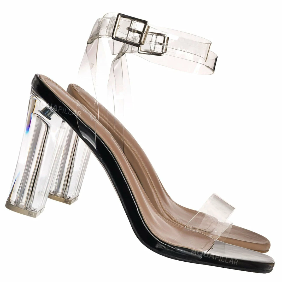 Forever Link Veronica28 Clear Glass High Heel Sandal, Womens Lucite Shoes