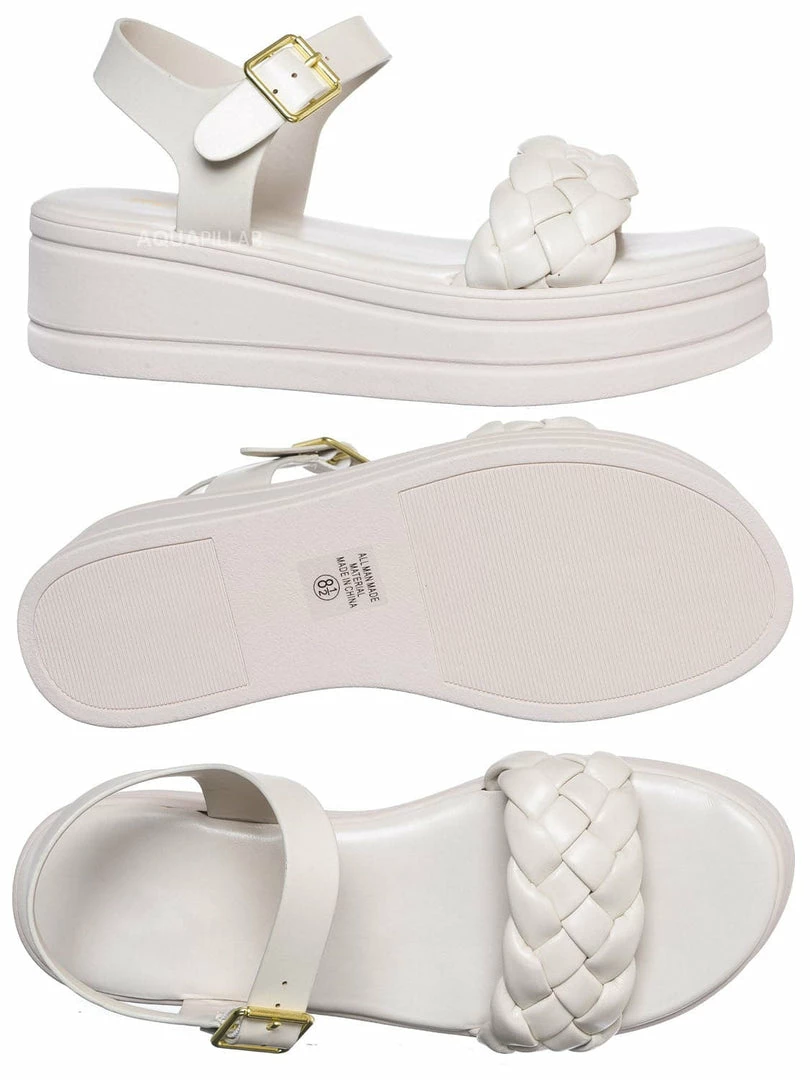 Soda New Rowdy Braided Flatform Sandal, Womens Quarter Strap Flat Platform