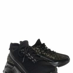 Bamboo New Hana47 Rhinestone Studded Knit Nylon Stretch Sneaker