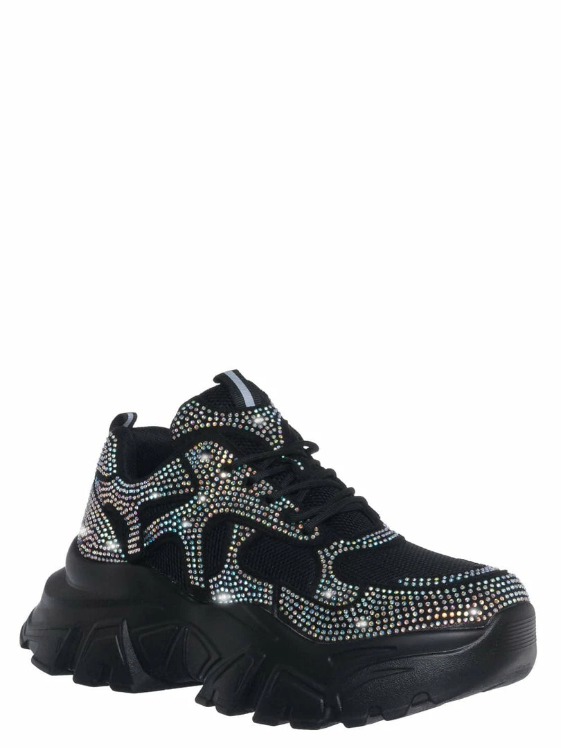 Liliana New Biaa1 Chunky Rhinestone Daddy Sneaker, Platform Festival Shoes