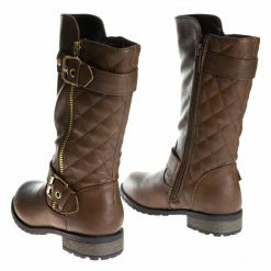 Forever Link Mango21K Childrens Knee High Quilted Riding Boot - Kids Equestrian Shoe