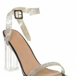 Glaze Element1 Women's Clear Acrylic Heel W Rhinestone Strap Sandal New