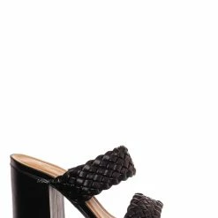 Bamboo New Milestone13 Thin Woven Block Heel Slide - Women Slipper Shoes