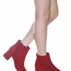 Bamboo Rapid01 Pointed Toe Block Heel Dress Bootie - Women Chunky Heel Ankle Boots