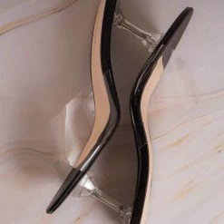 Bamboo New Water04 Clear High Heel Slip-On Mule, Womens Lucite Sandal