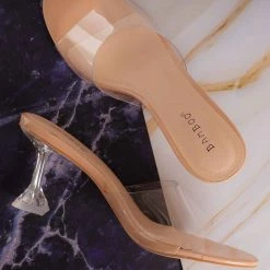 Bamboo New Water04 Clear High Heel Slip-On Mule, Womens Lucite Sandal