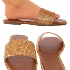 Bonnibel Amita3 Rhinestone Slip On Flat Sandal, Women Slipper New