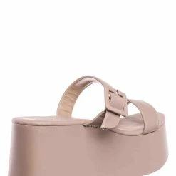 Bamboo Cactus04 Retro Flatform Sandal - Women Thick Platform Double Strap Slides