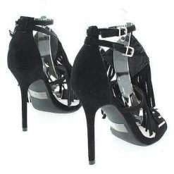 Adele206 By Wild Diva, Open Toe Two Tone Strappy Southwestern Fringe Stiletto Heels New